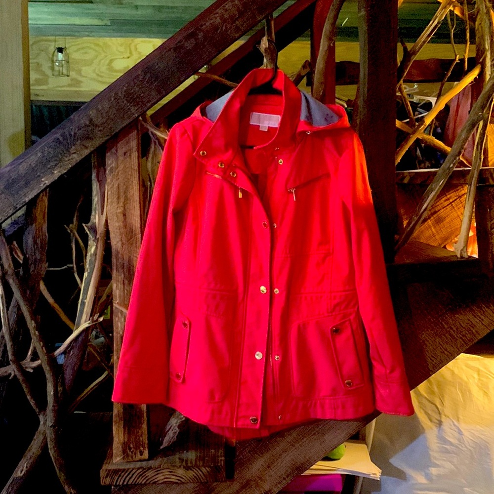 Michael Kors weather resistant jacket, size small, color coral.